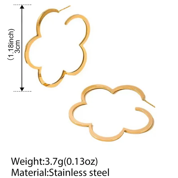 14k gold over stainless steel flower earrings - Picture 2 of 7